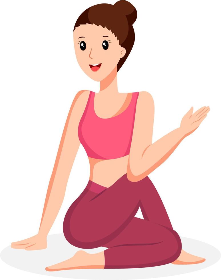 Woman Doing Yoga Moves Character Design Illustration vector