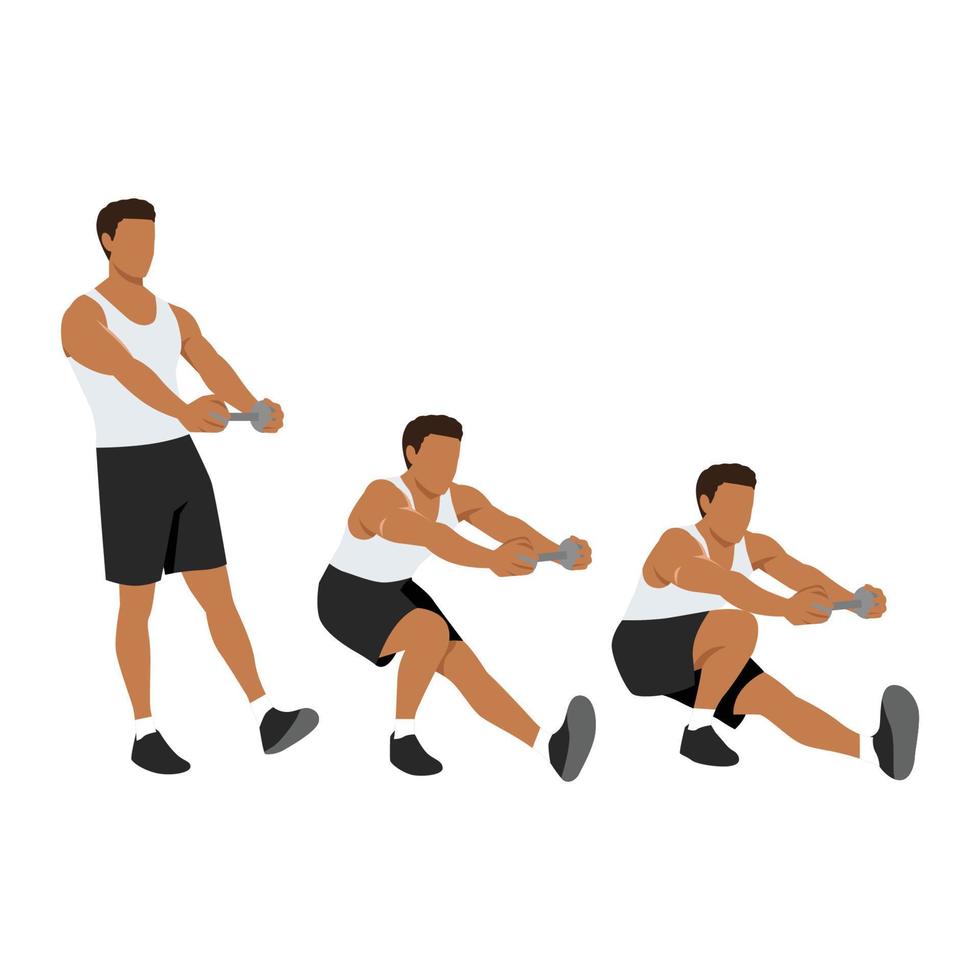 Man doing Single leg dumbbell squat. Pistol squats exercise. Flat vector illustration isolated on white background. Workout character set 16124205 Vector Art at Vecteezy