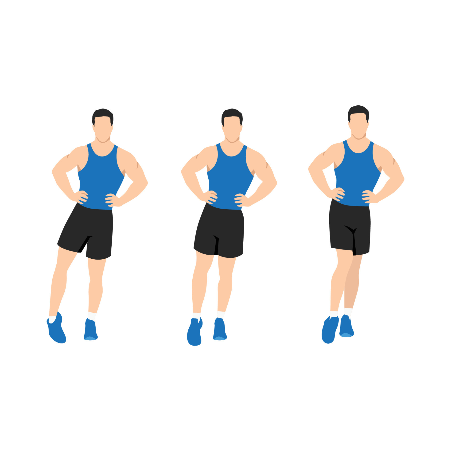 Man doing ankle circles rotations or rolls exercise. Flat vector illustration isolated on white