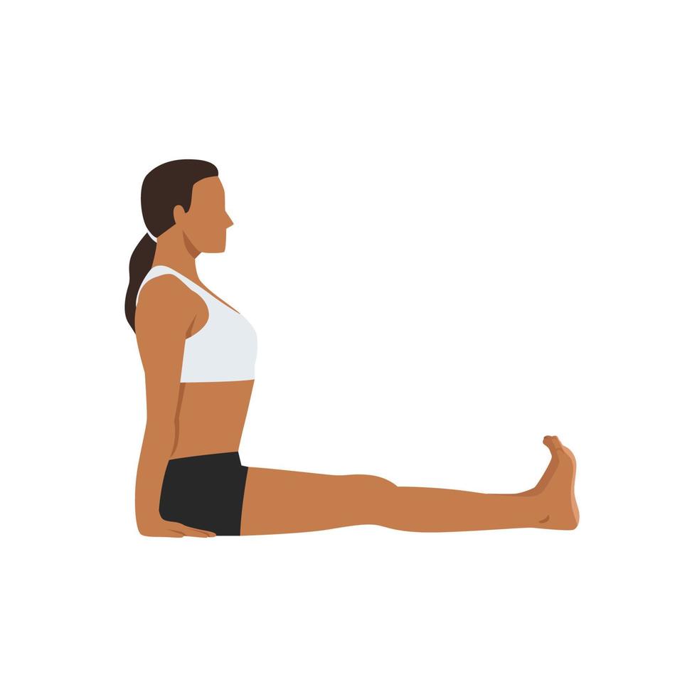 Woman doing Seated Staff Pose, Stick Pose. Beautiful girl practice Dandasana. Flat vector illustration isolated on white background