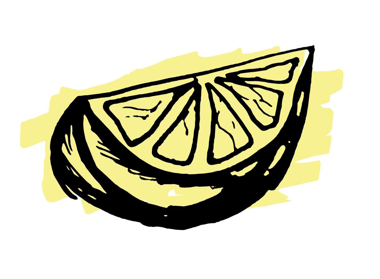 Hand drawn doodle slice of lemon. vector