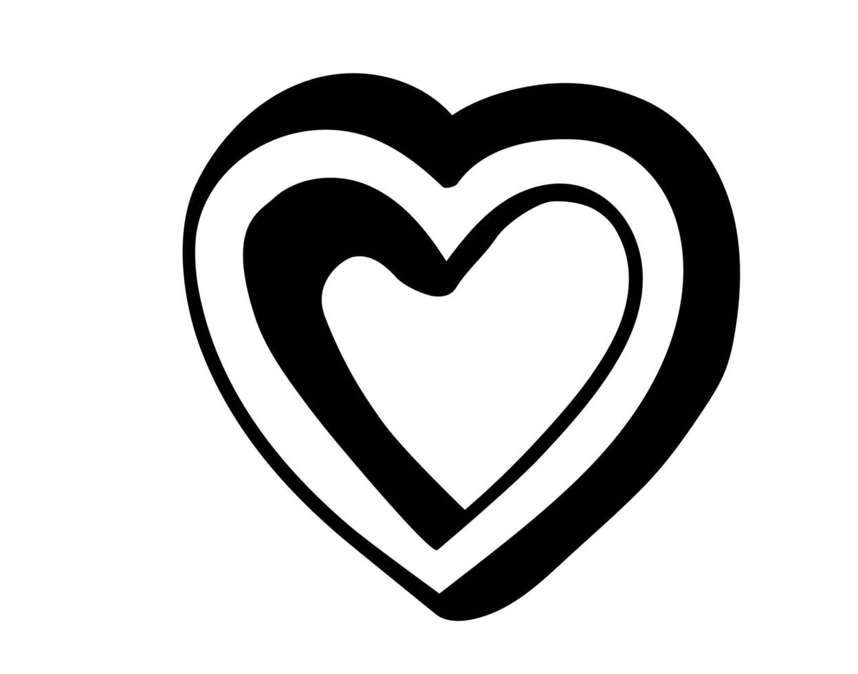 Hand drawn Heart icon in doodle style. vector