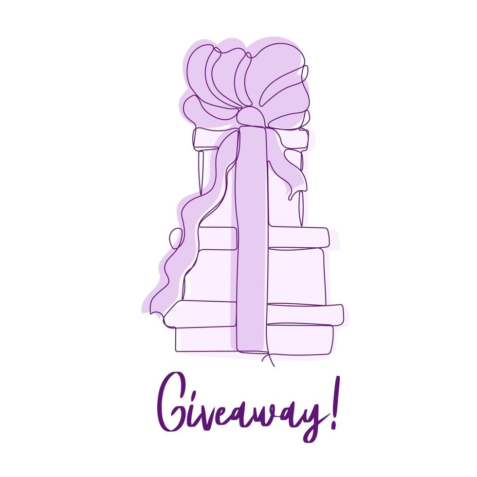 Giveaway. Cute gift box with bow on white background vector