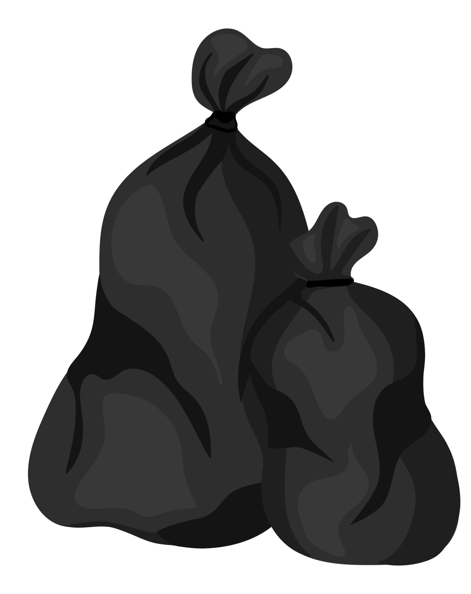 Handdrawn big black plastic bags with wastes 16124759 Vector Art at
