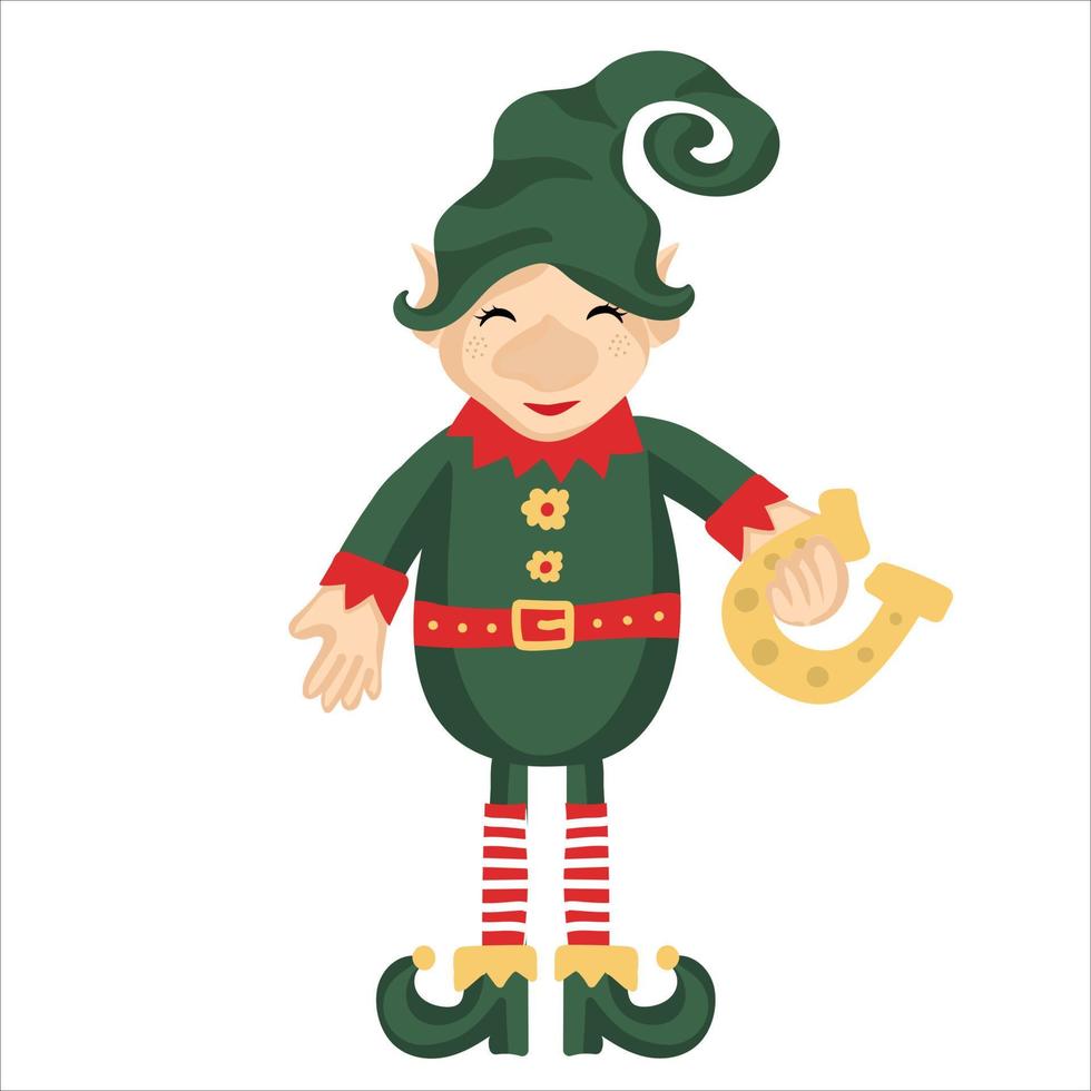 Little christmas elf isolated on white background vector
