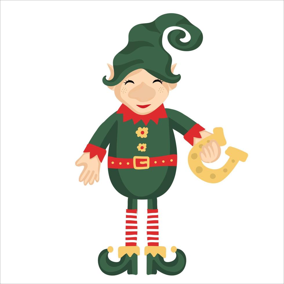 pequeño duende navideño aislado sobre fondo blanco vector