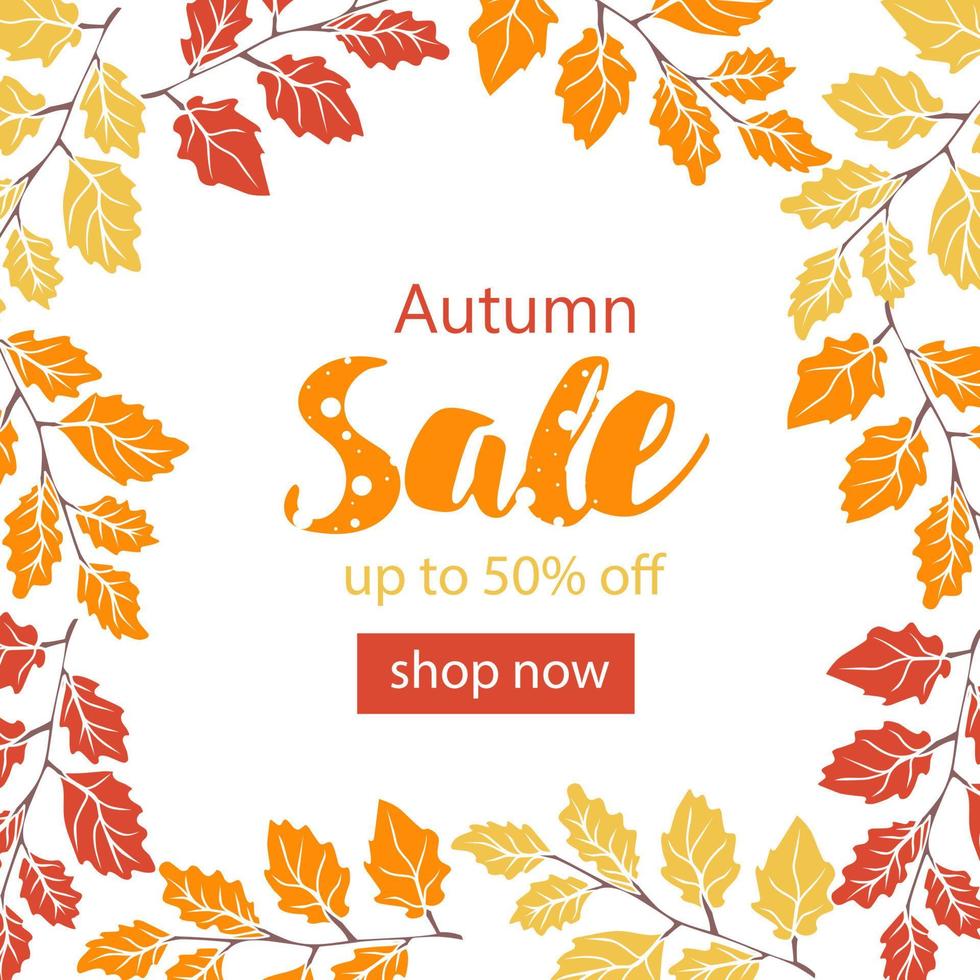 Autumn Sale banner background with leaves vector
