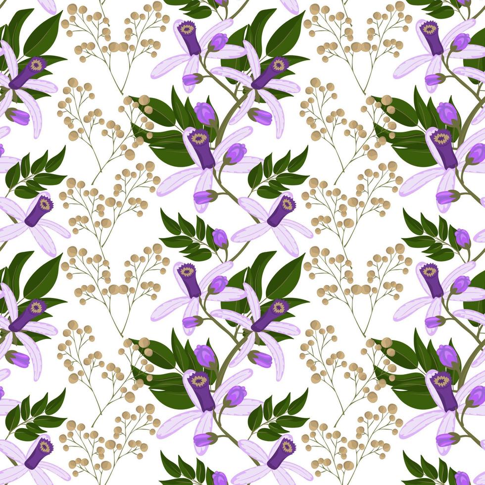 Seamless pattern of chinaberry flowers vector