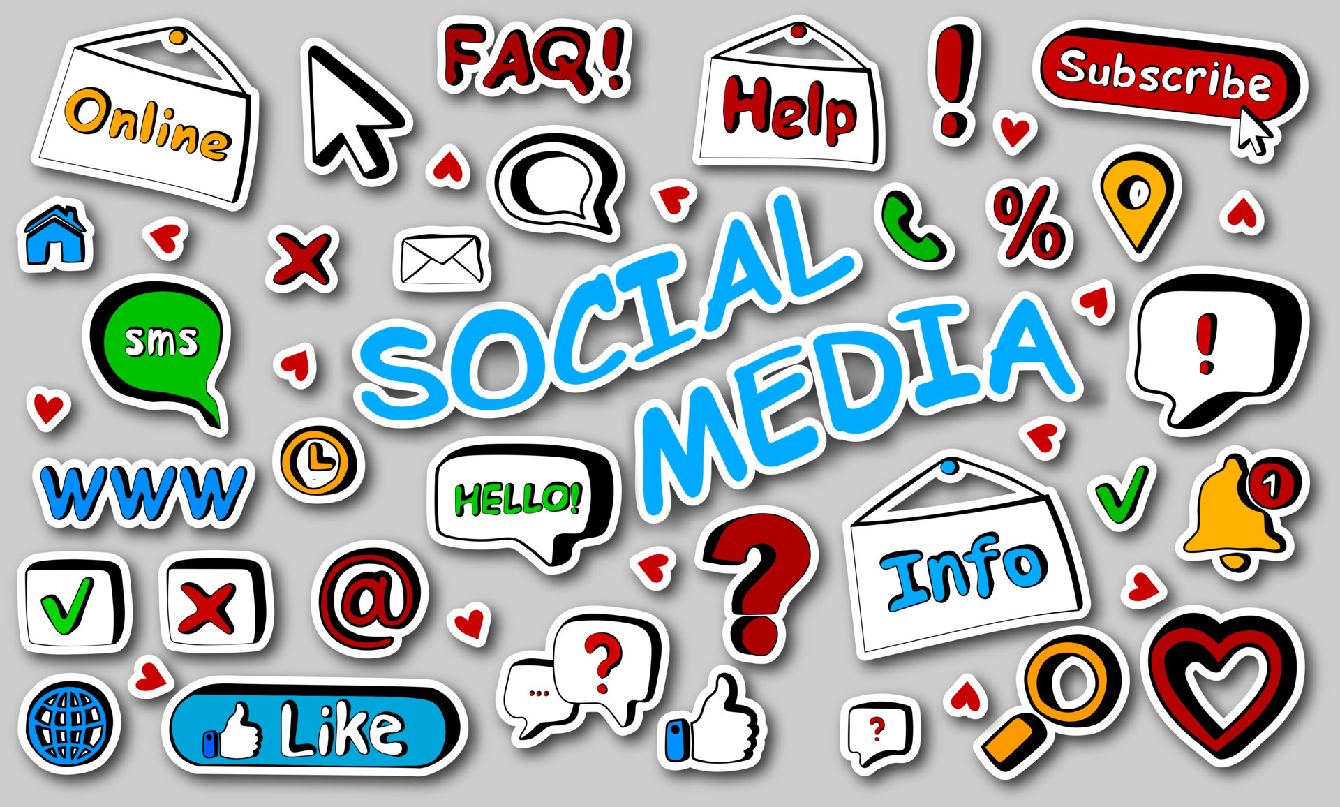 Hand drawn vector set of social media stickers elements 16124872 Vector