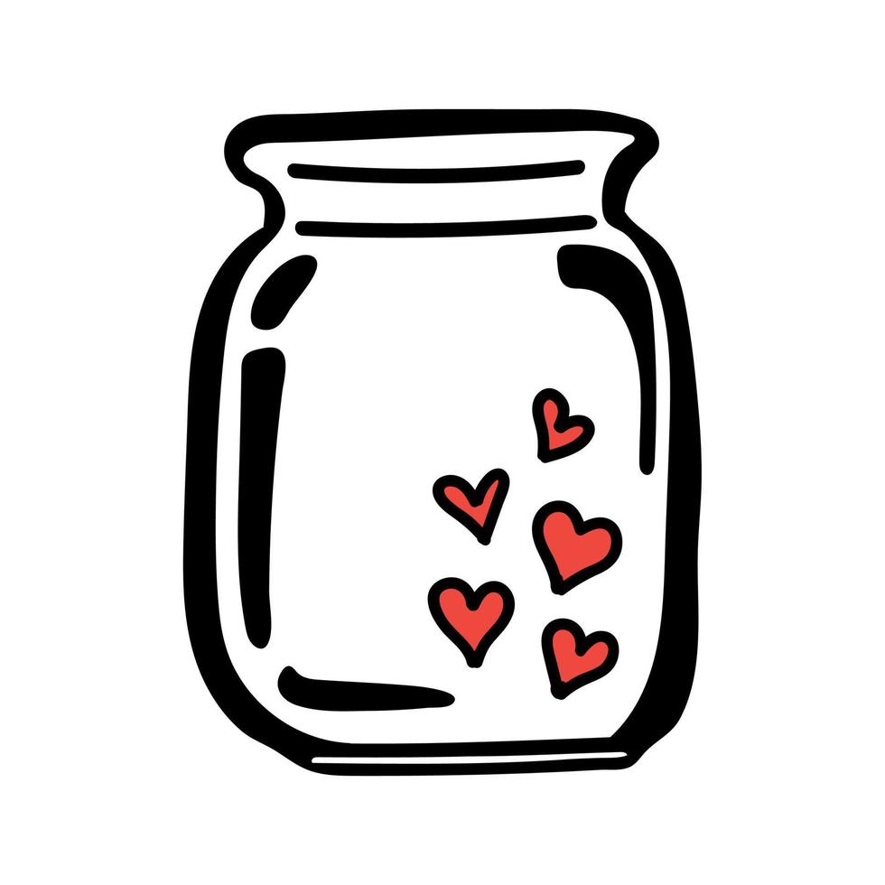 Glass jar with hearts vector