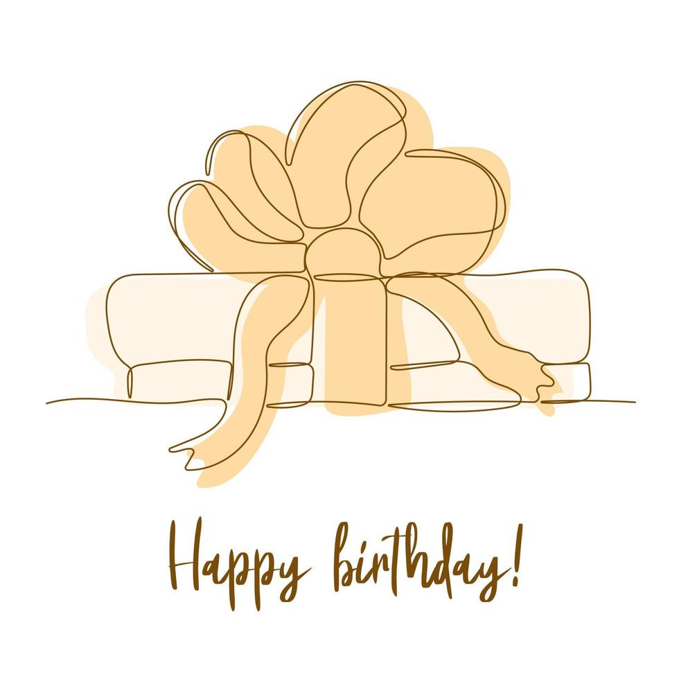 Happy birthday. Cute gift box with bow on white background vector