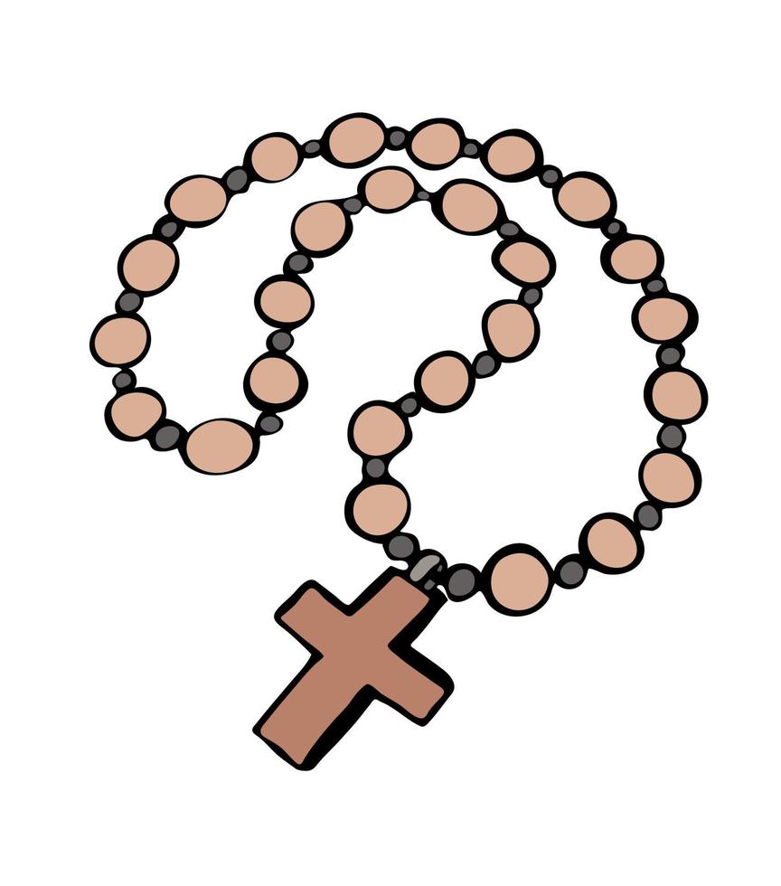 Rosary Beads with cross vector