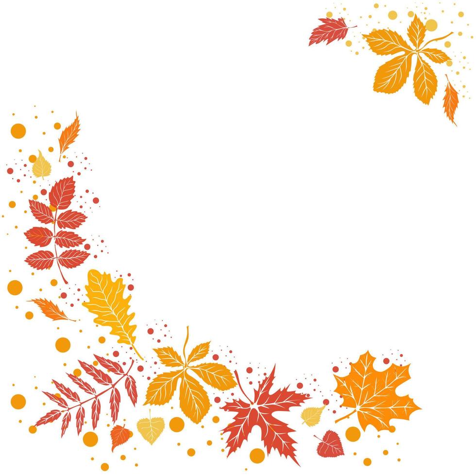 Square autumn template with falling leaves vector