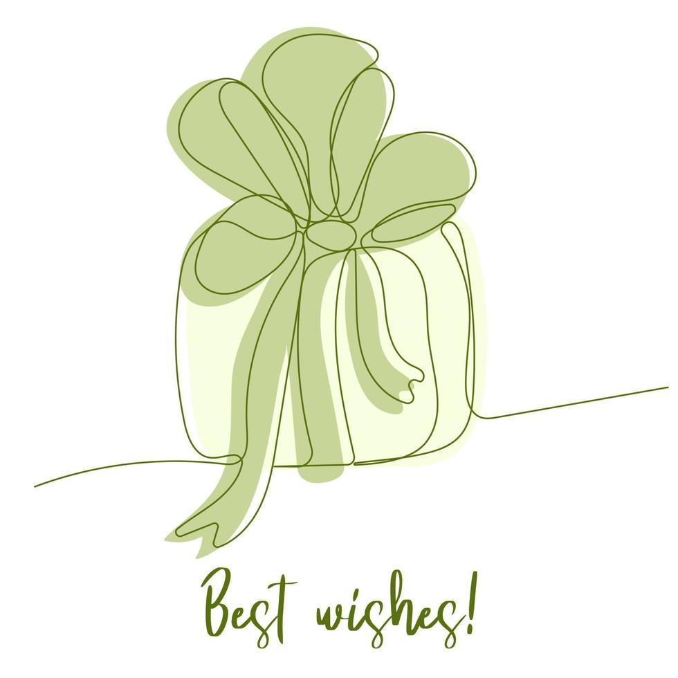Los mejores deseos. linda caja de regalo con lazo sobre fondo blanco vector