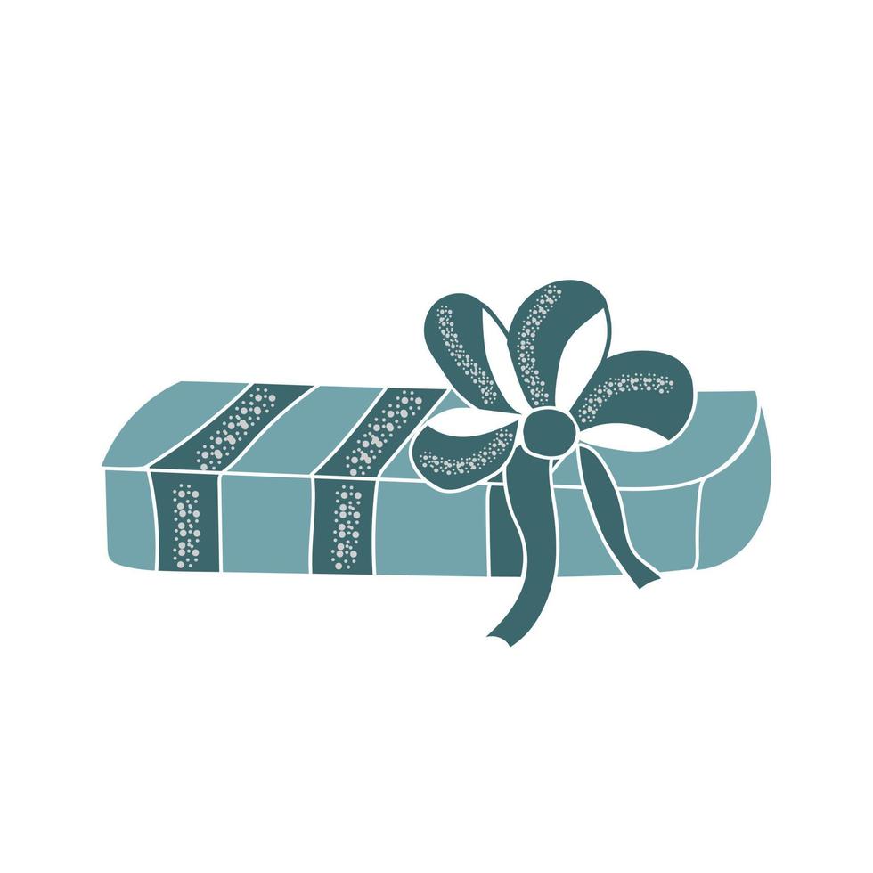 Gift box with bow and ribbon vector