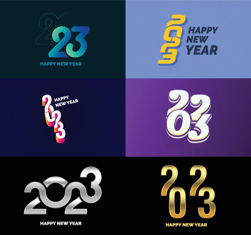 Big Set of 2023 Happy New Year logo text design 2023 number design template vector