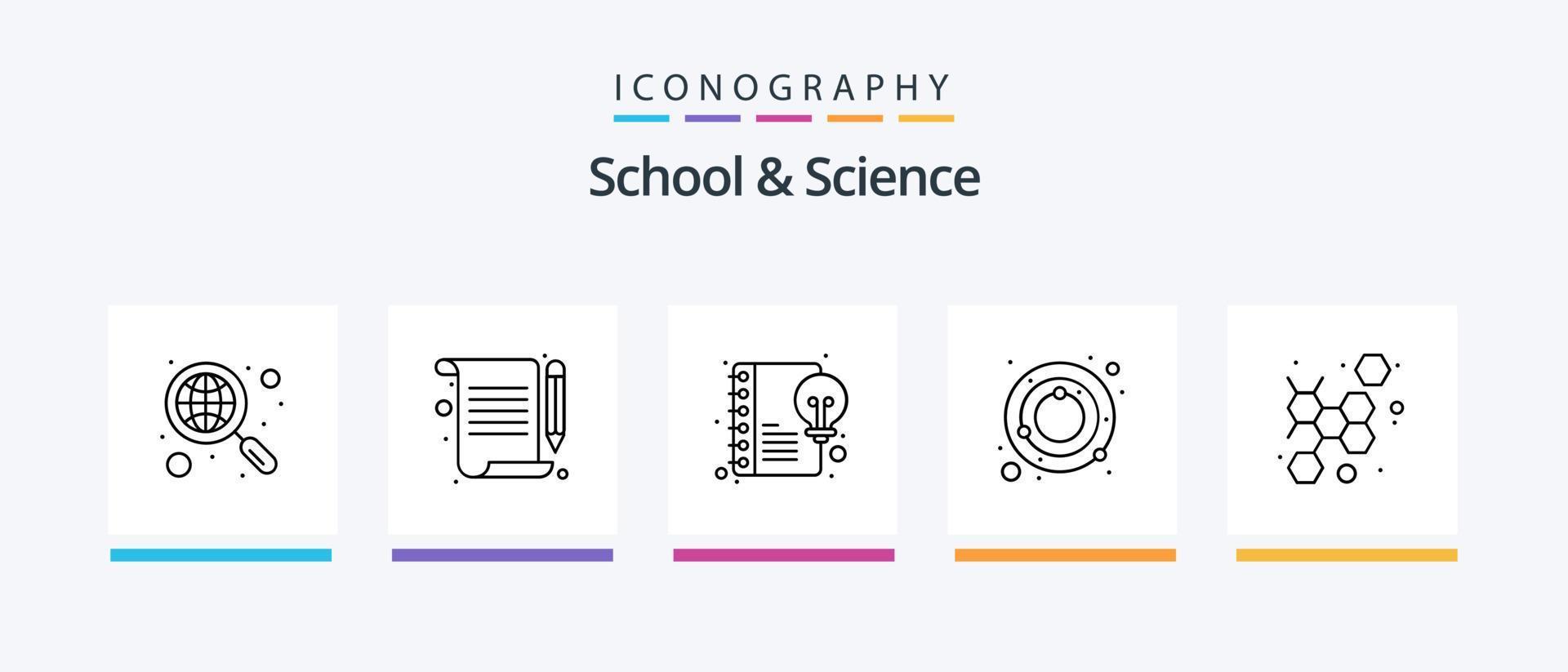 School And Science Line 5 Icon Pack Including creative. book. science. formula. Creative Icons Design vector