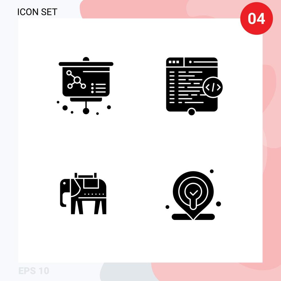 Pictogram Set of 4 Simple Solid Glyphs of lesson american code window web Editable Vector Design Elements