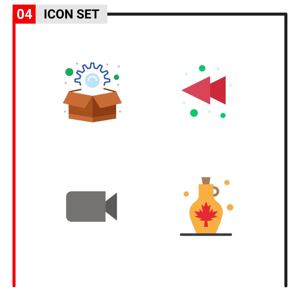 Pictogram Set of 4 Simple Flat Icons of marketing ui arrow camera kettle Editable Vector Design Elements