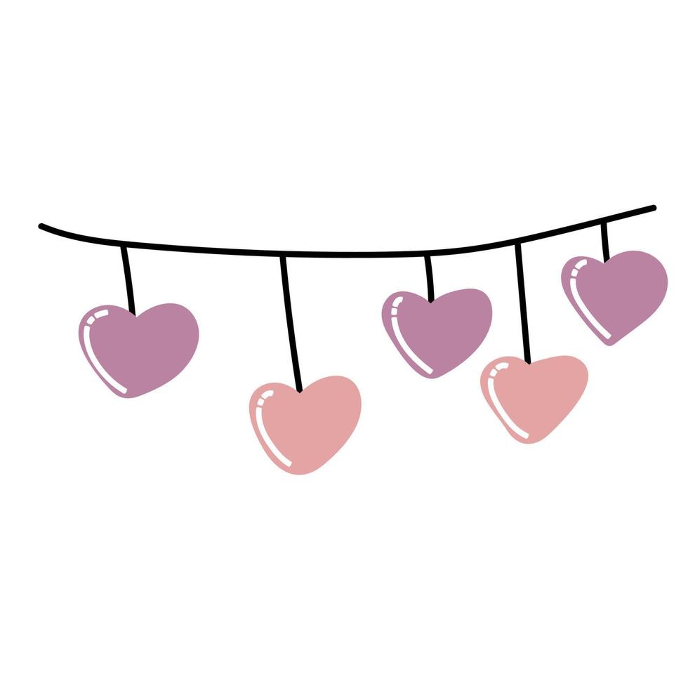 Garland with hearts. Love and Valentine's day concept vector