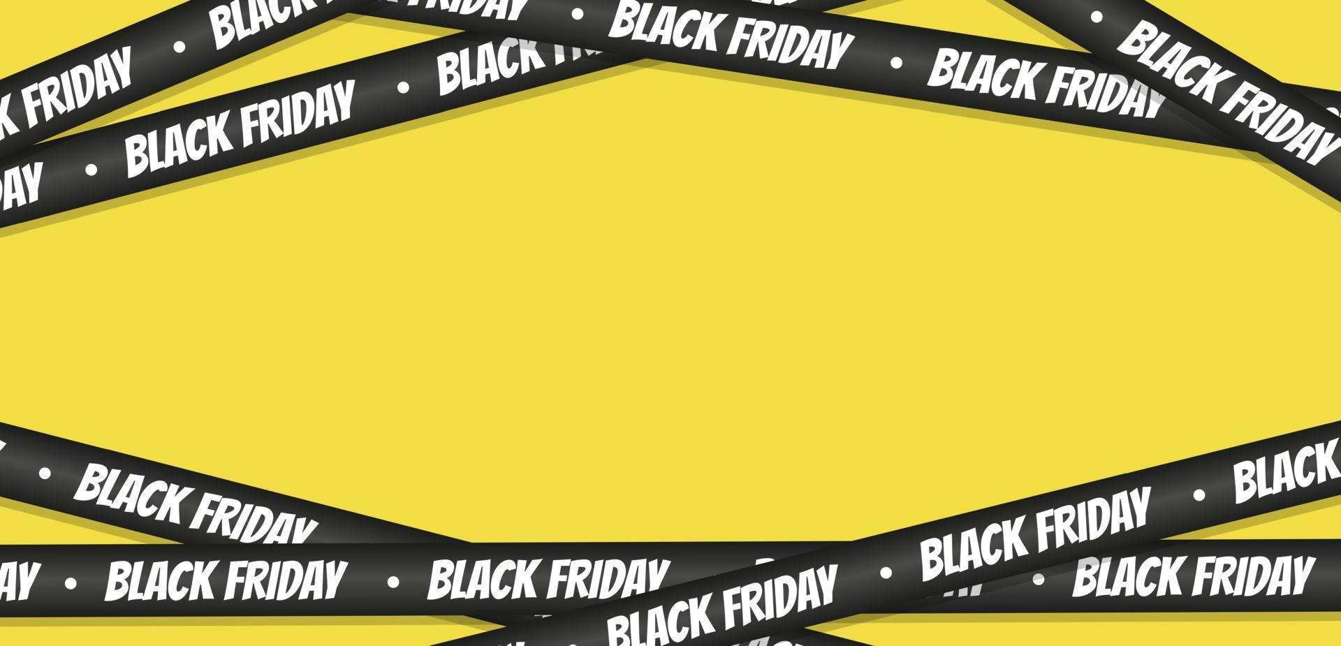 Black crossed ribbons for black friday sale on yellow background vector