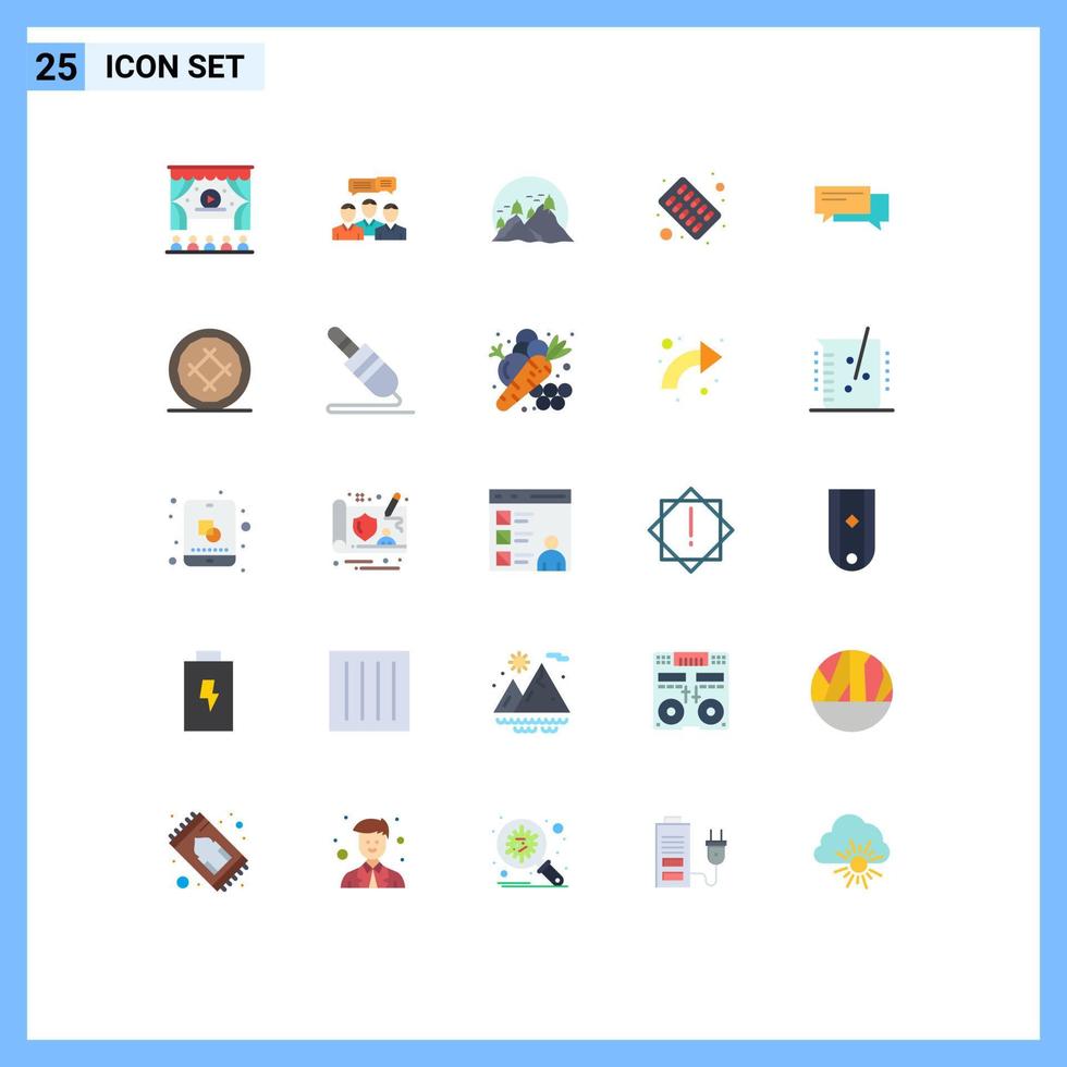 Universal Icon Symbols Group of 25 Modern Flat Colors of medicine medical online capsule mountain Editable Vector Design Elements