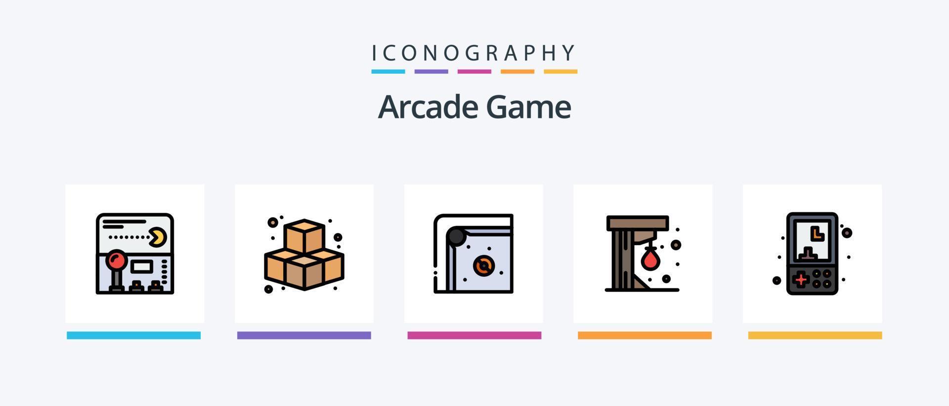 paquete de 5 iconos llenos de línea de arcade que incluye pinball. juego. recreación. divertida. tocar. diseño de iconos creativos vector