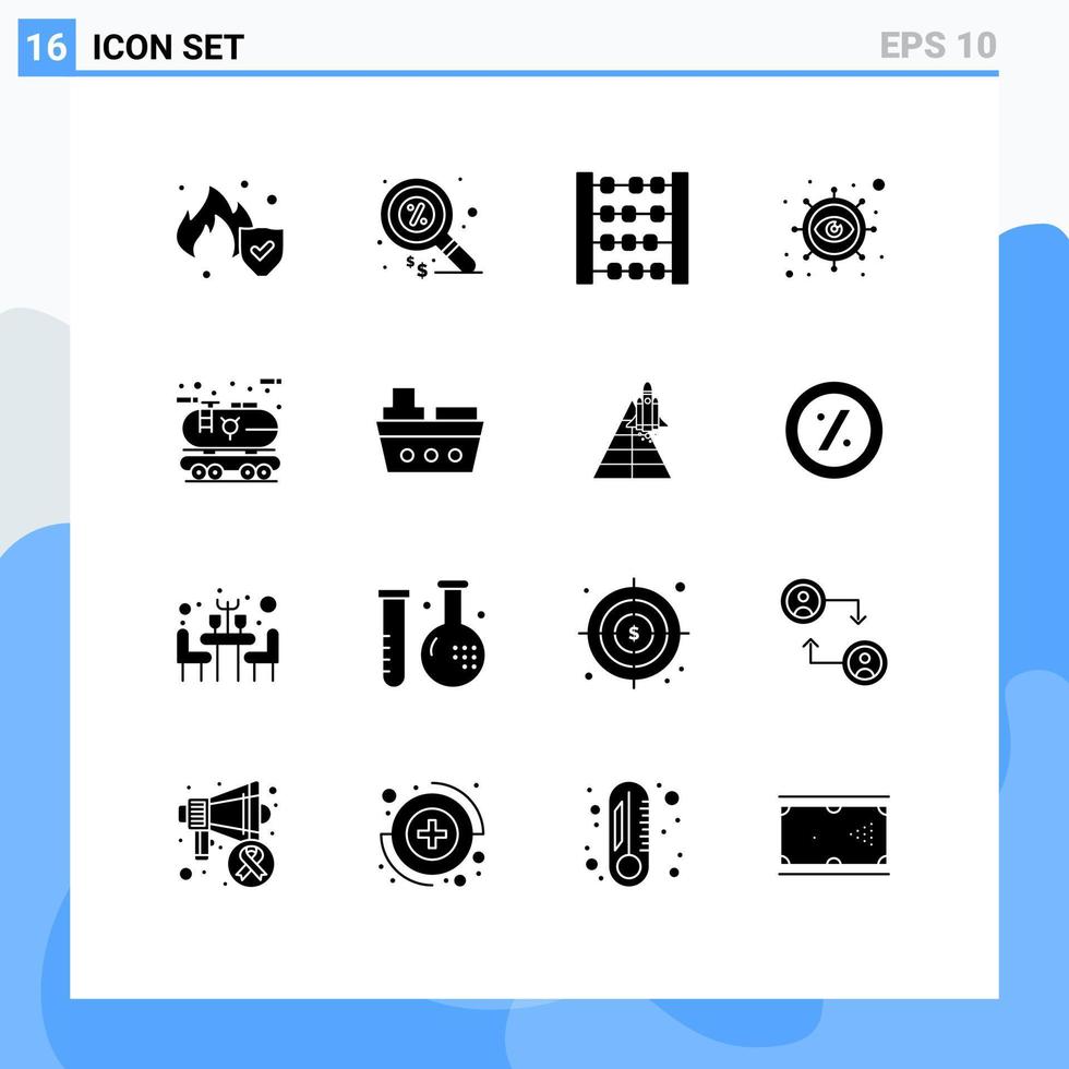 16 Solid Glyph concept for Websites Mobile and Apps oil economic counter eco marketing Editable Vector Design Elements