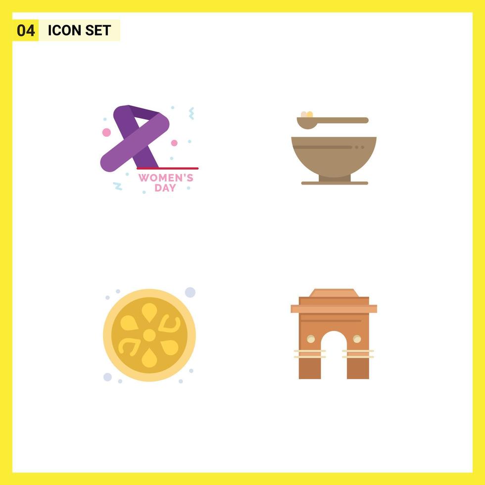 Set of 4 Commercial Flat Icons pack for awareness sauna day kitchen culture Editable Vector Design Elements