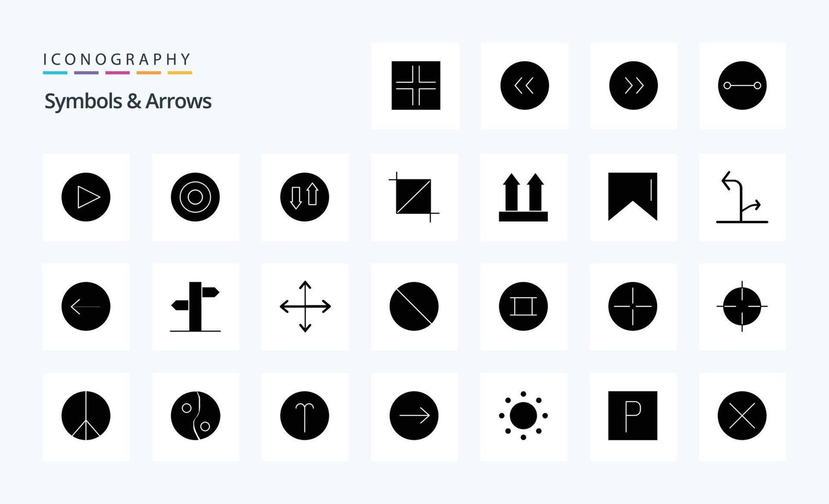 25 Symbols  Arrows Solid Glyph icon pack vector
