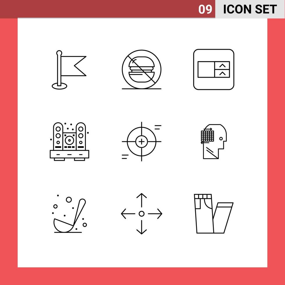 Set of 9 Commercial Outlines pack for focus speaker form living furniture Editable Vector Design Elements