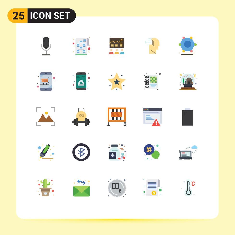Mobile Interface Flat Color Set of 25 Pictograms of negative door team success efforts Editable Vector Design Elements