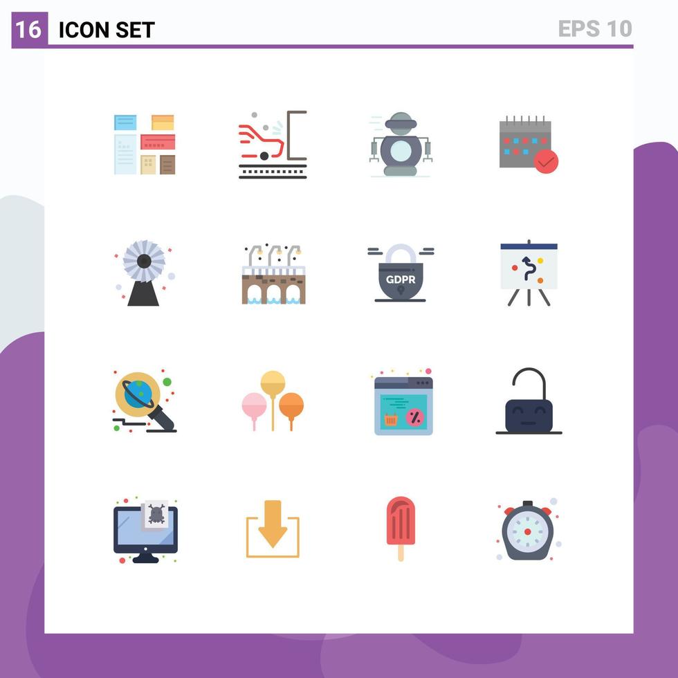 Modern Set of 16 Flat Colors and symbols such as event business traffic approved robot Editable Pack of Creative Vector Design Elements
