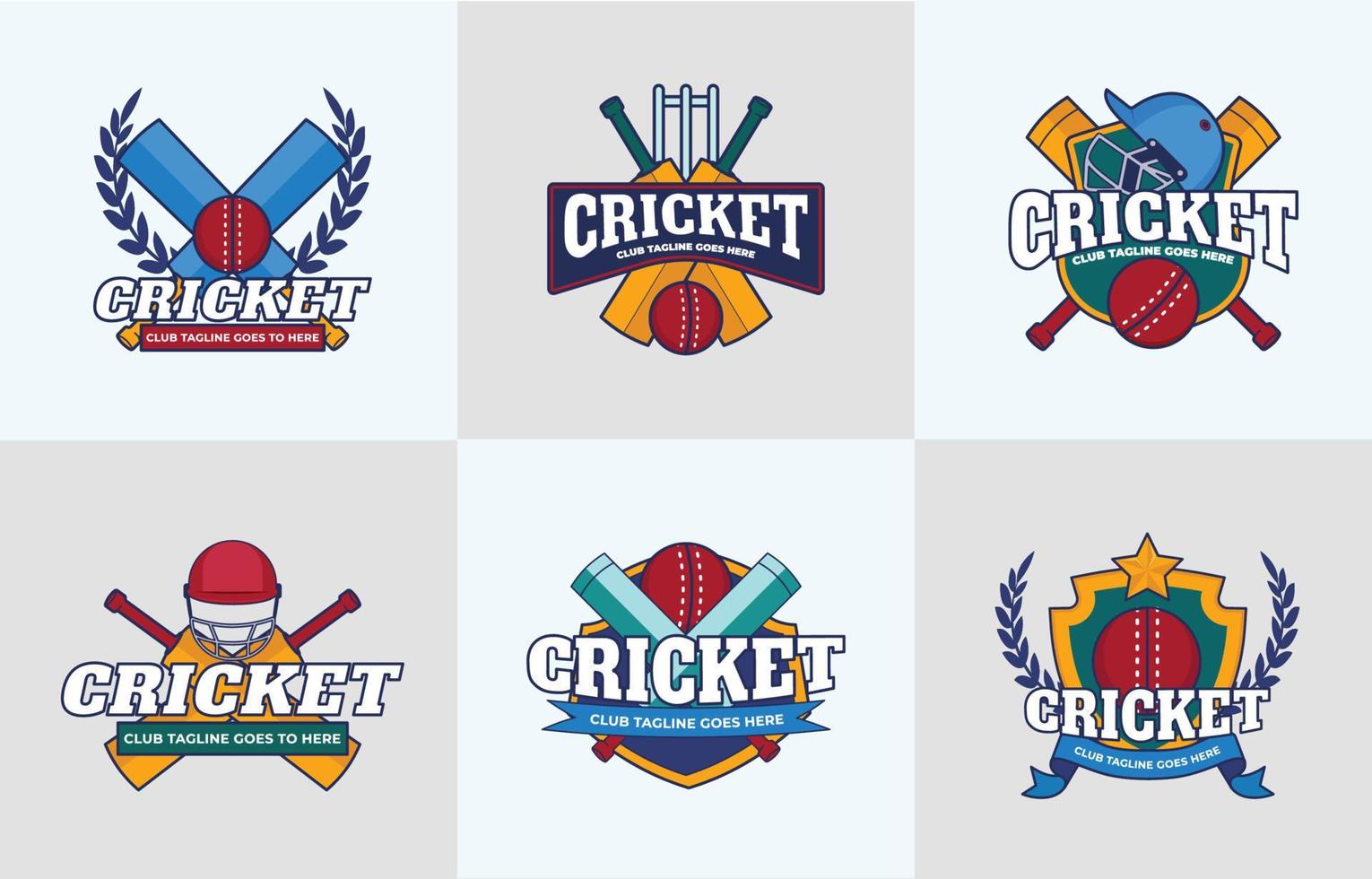 colección de logotipos de cricket en dibujos animados vector