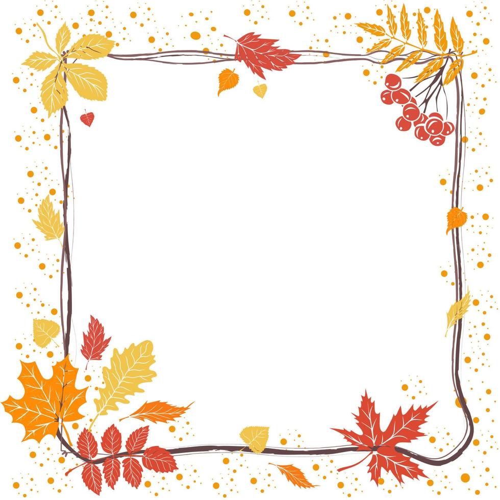 Square autumn frame with falling leaves vector