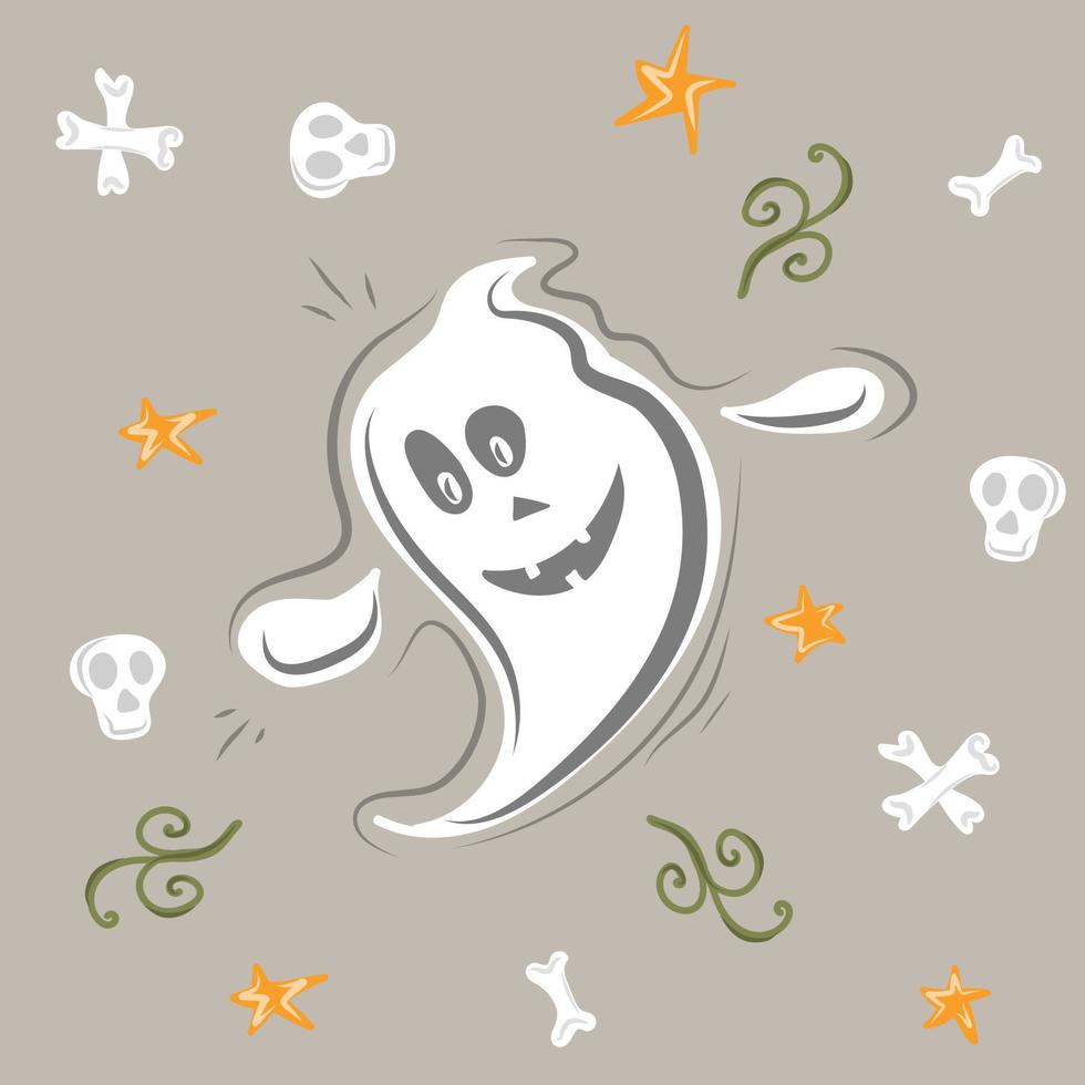 Cute Halloween ghost in doodle style vector