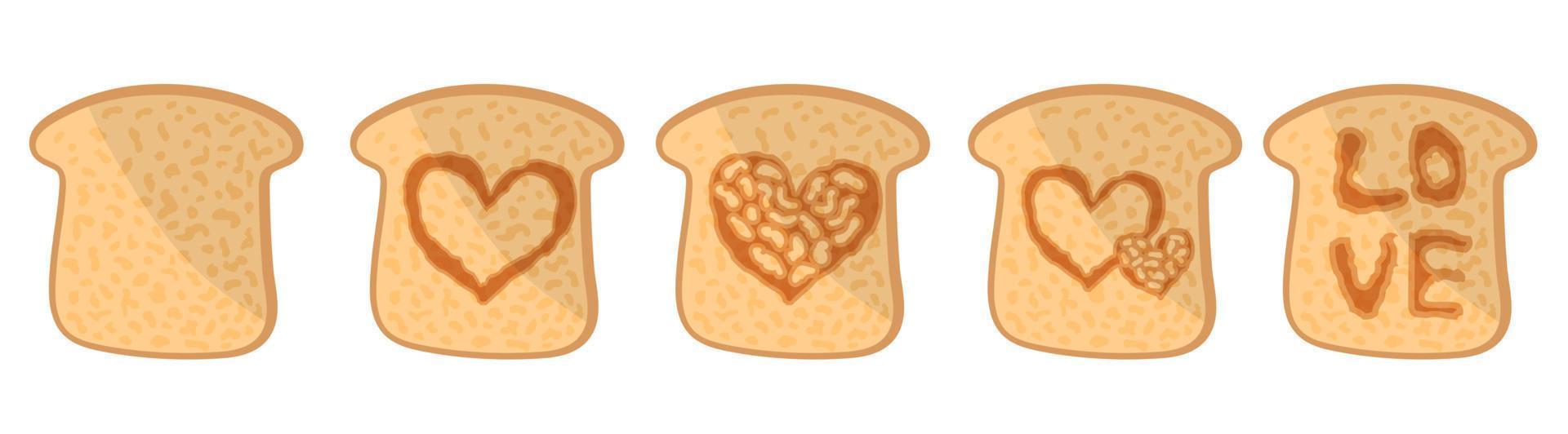 Set of slices toasted bread in different form vector