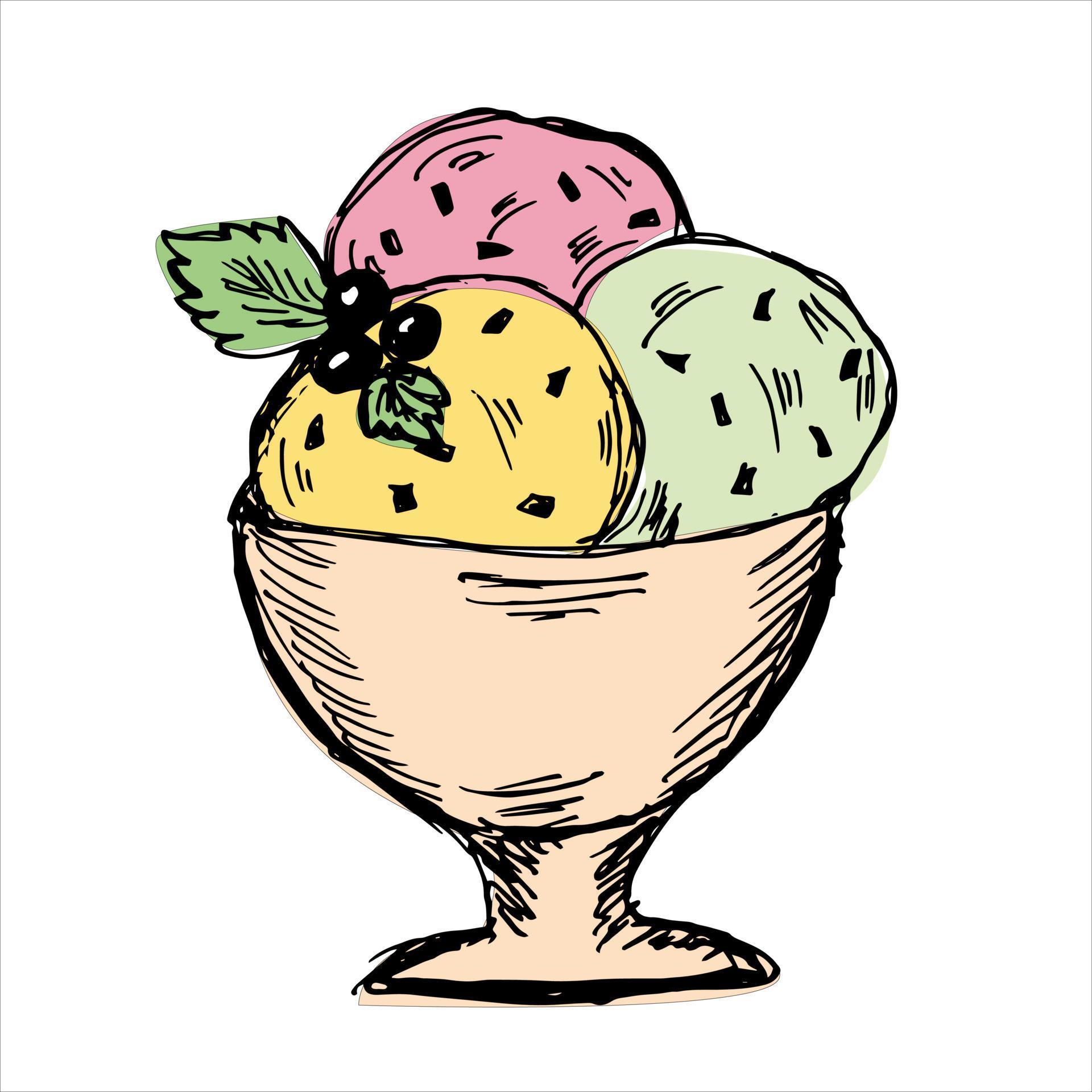 Ice Cream Doodle. Vector illustration 16125418 Vector Art at Vecteezy