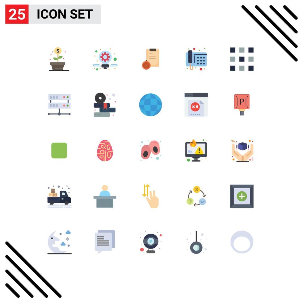 Modern Set of 25 Flat Colors Pictograph of database server thumbnails business grid phone Editable Vector Design Elements