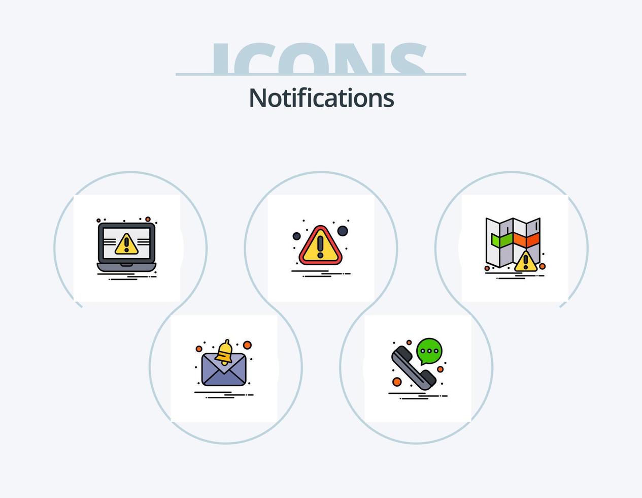 Notifications Line Filled Icon Pack 5 Icon Design. mobile. number. folder. notification. love vector