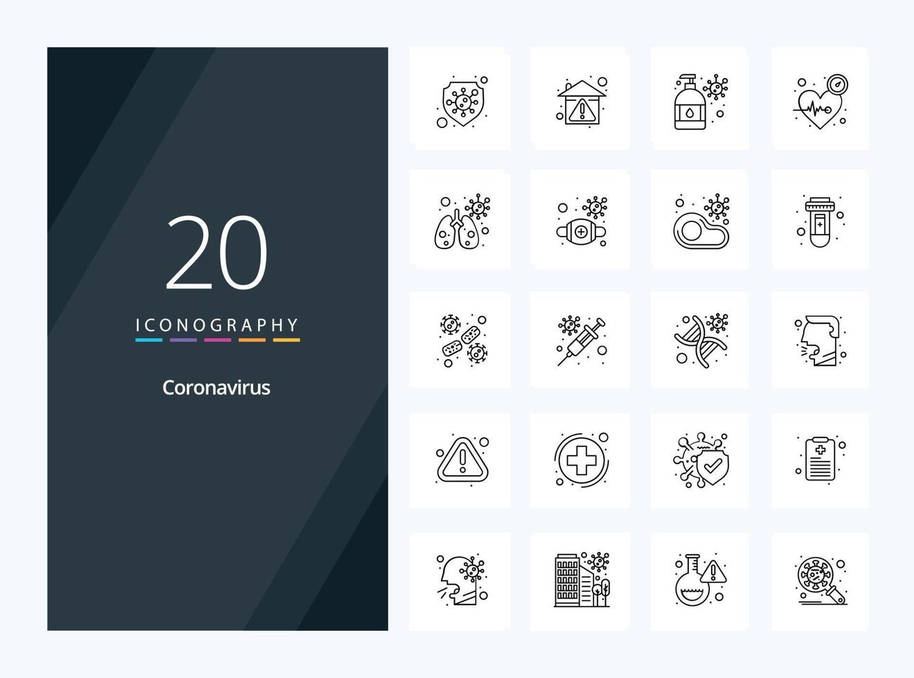 20 icono de contorno de coronavirus para presentación vector