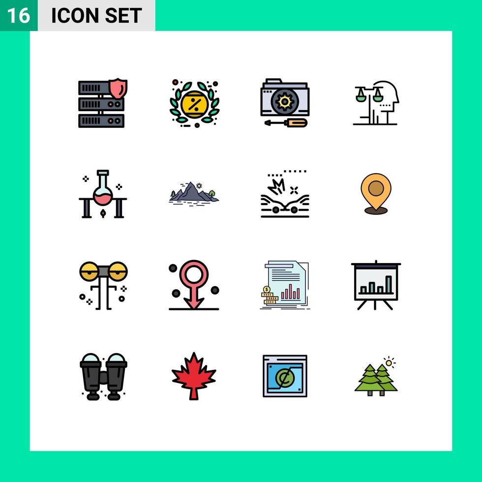 Set of 16 Modern UI Icons Symbols Signs for judgment court promotion choice setting Editable Creative Vector Design Elements