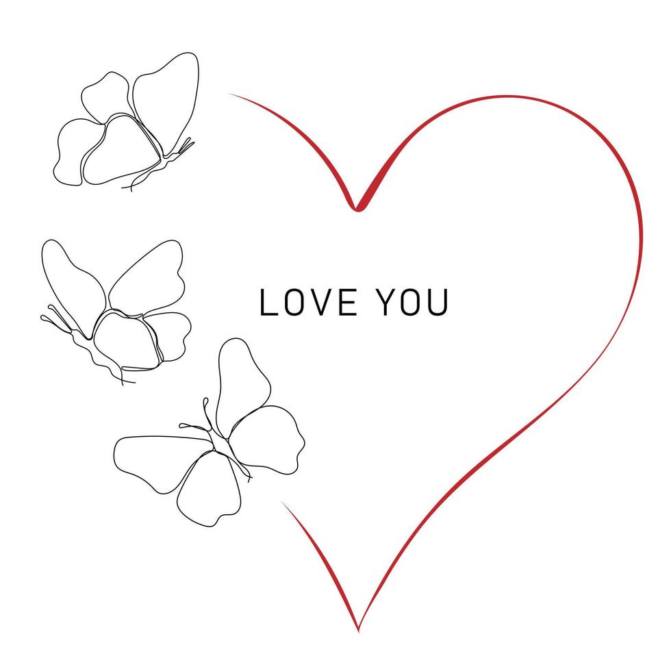 Heart shape frame design with butterfly vector