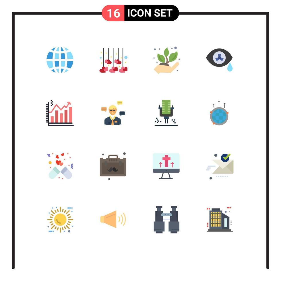 16 User Interface Flat Color Pack of modern Signs and Symbols of business analysis agriculture zombie mutation Editable Pack of Creative Vector Design Elements