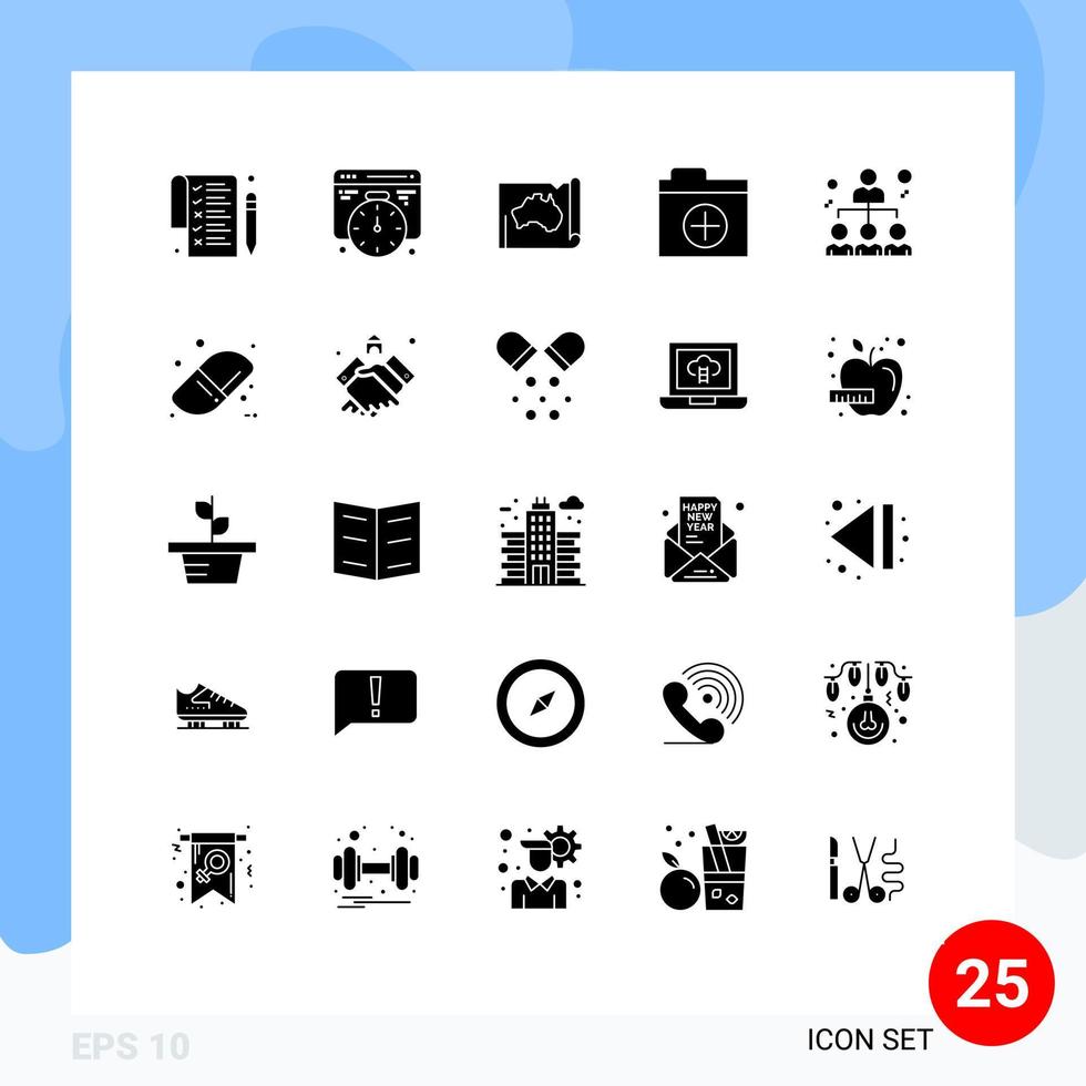 Editable Vector Line Pack of 25 Simple Solid Glyphs of people business country new add Editable Vector Design Elements