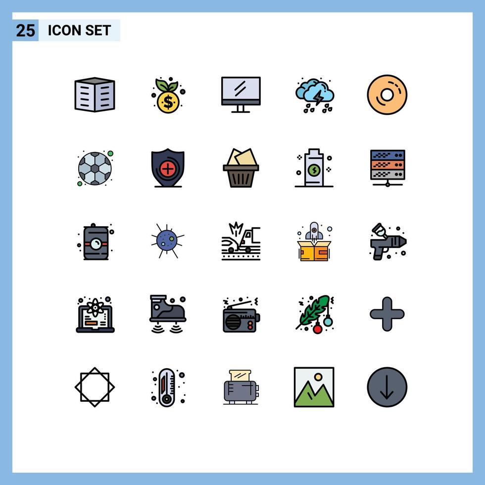 25 Creative Icons Modern Signs and Symbols of bagels weather finance rain cloud Editable Vector Design Elements