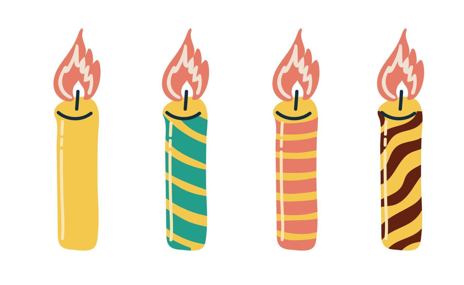 conjunto de velas encendidas de colores vector