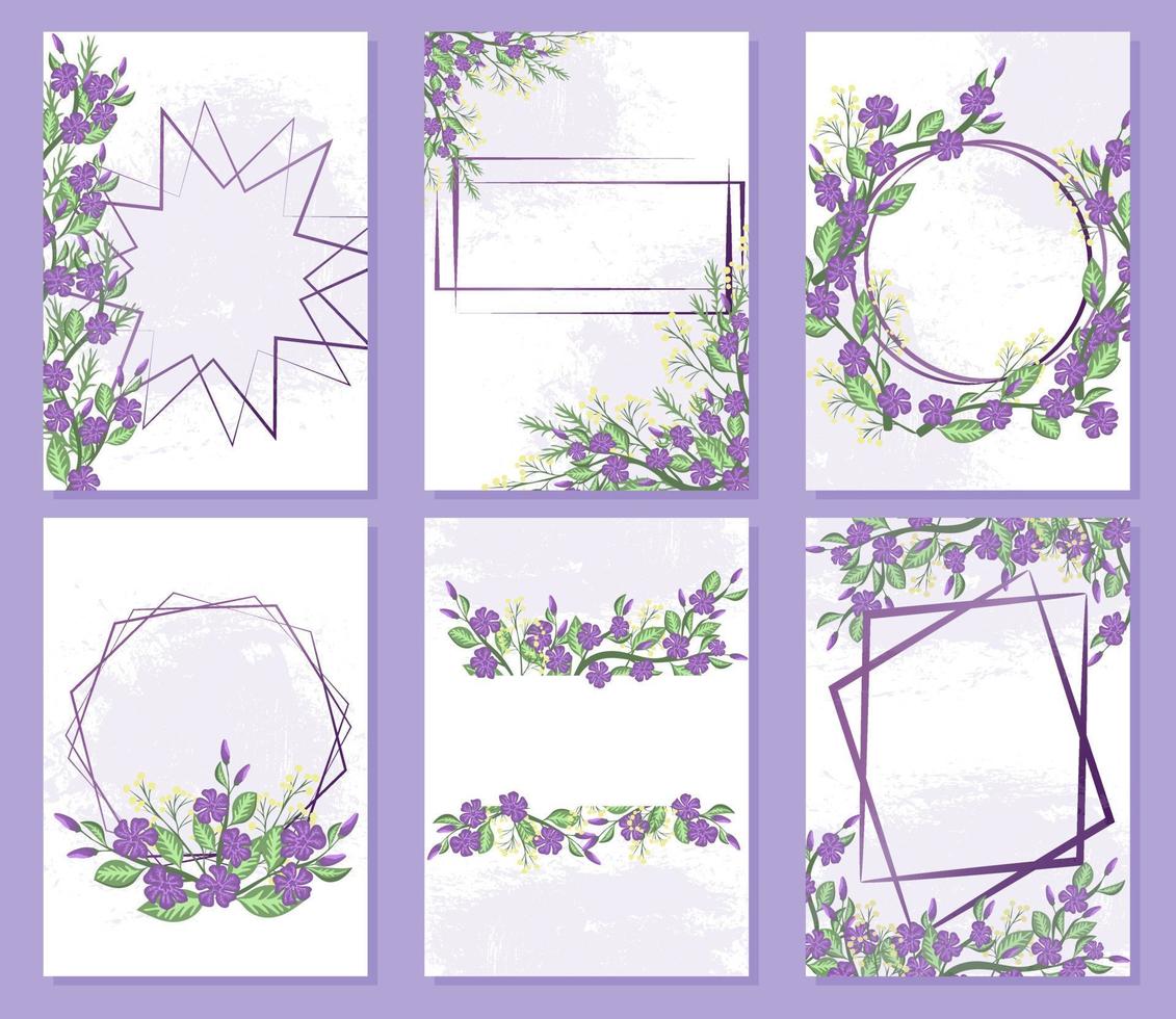 Set of botanic card with periwinkle vector