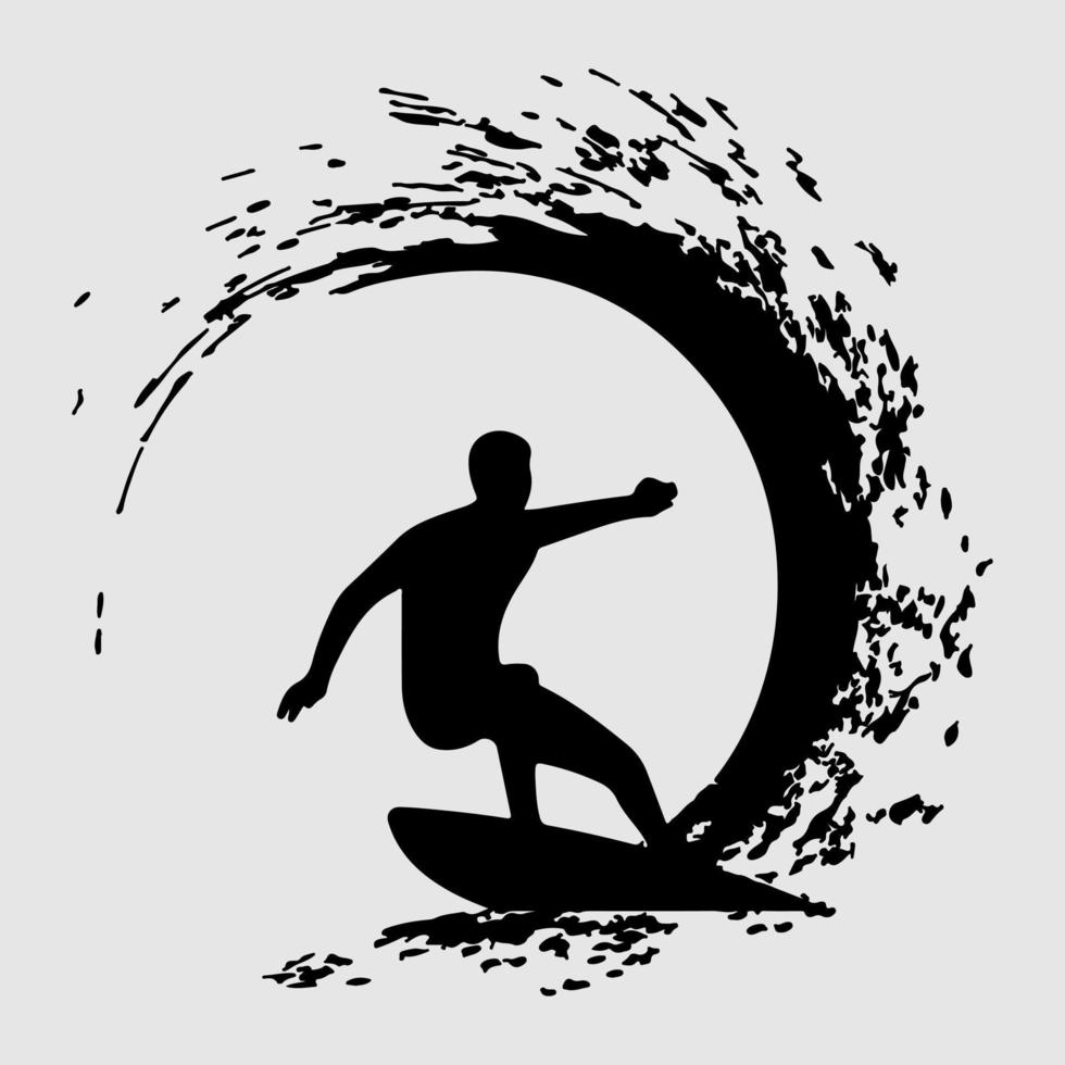 Surfers Silhouette Vector white background illustration graphics