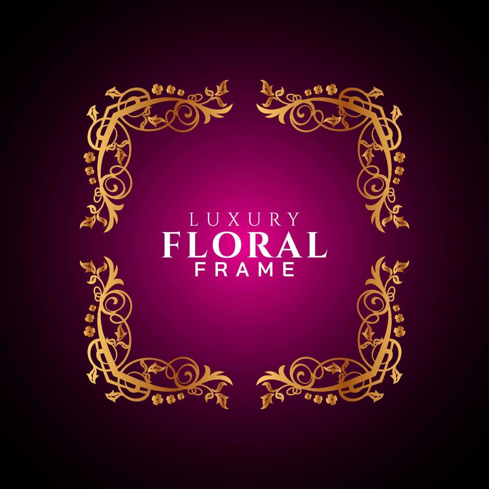Luxury elegant circle floral frame golden round decorative corners vector